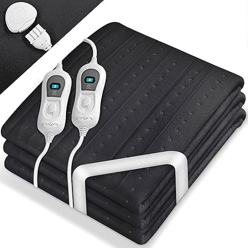 sinnlein Electric Heated Mattress Topper with Automatic Shut-Off | Thermal Blanket | Adjustable to 3 Temperature Levels | Soft Fleece (160 x 140 cm, Anthracite - No Pattern)