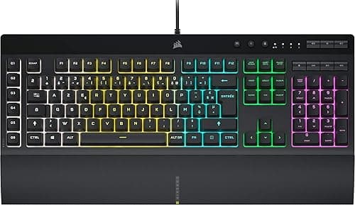 CORSAIR K55 RGB PRO Clavier de Jeu Filaire à Membrane – IP42 Résistant à la Poussière et Aux éclaboussures – 6 Touches Macro Intégration Elgato – Compatible iCUE – AZERTY FR – PC, Mac, Xbox – Noir