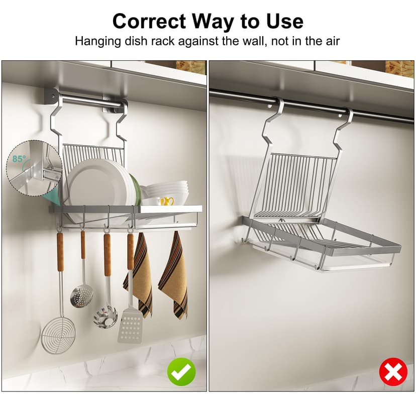 TQVAI ESYLIFE Stainless Steel Dish Rack Organizer with Drain Board, Silver by Esy-Life - 2