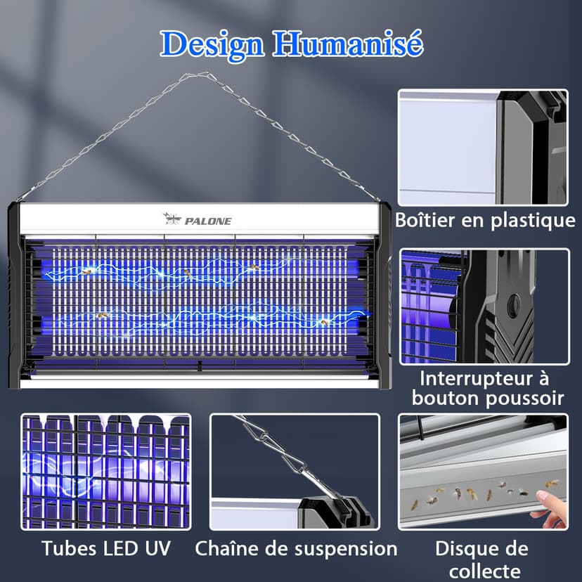 PALONE 4000V Fly Killer Effective Insects Bug Zapper, UV Insect Killer, Hangable Fly Zapper, Electronic Bug Wasp Trap, USB Plug Attracting Mosquito to Zap for Kitchen,Home,Indoor Outdoor Garden Yard - 7