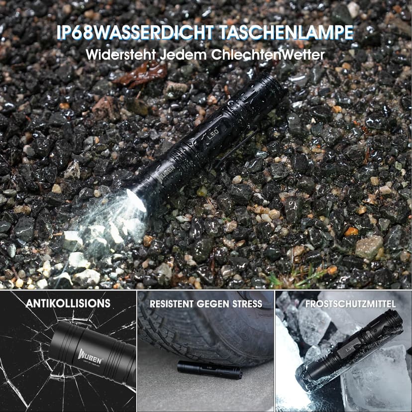 WUBEN L50 Ultra Powerful LED Torch, 1200 Lumens, IP68 Waterproof Tactical Torch, 5 Modes Military Flashlight for Camping Hiking Emergency - 5