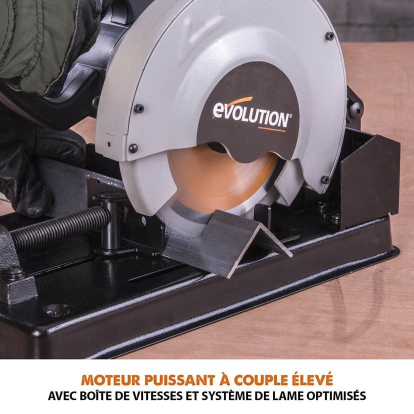 Evolution Power Tools Rage 4 Chop Saw 0˚-45˚ Mitre Angles Multi-Purpose Multi-Material Cutting Cuts Wood, Plastic, Metal & More, 3 Year Warranty Included & TCT Blade Included 185 mm (230 V) - 6