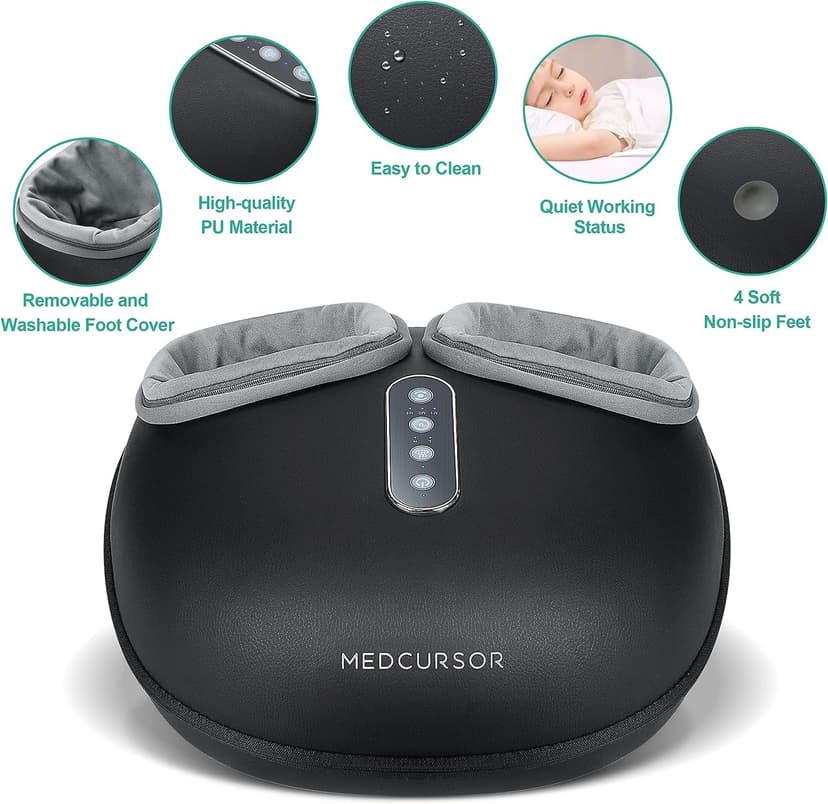 Medcursor Foot Massager Machine with Heat Function, Deep Kneading Massager, Multi-Level Settings & Adjustable Intensity for Home or Office Use (Black) - 7