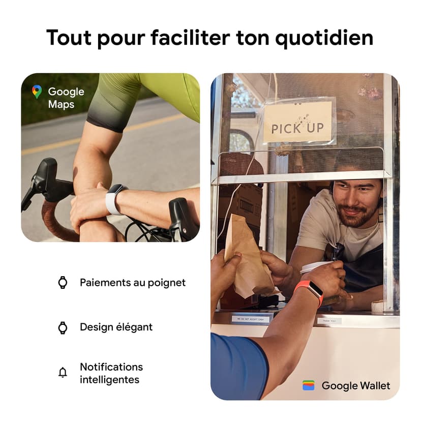 Google Fitbit Charge 6 Bracelet d'activité avec un abonnement de 6 mois à Fitbit Premium inclus, 7 jours d'autonomie de batterie, Google Wallet et Google Maps - 6