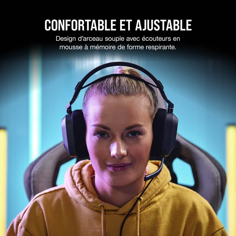 Corsair HS80 RGB USB Casque Gaming Premium avec Dolby Son Surround 7.1 (Microphone de Qualité Adaptée à La Diffusion, Tissu Microfibre Respirant, Audio Haute-Fidélité, Construction Durable) Carbone - 4