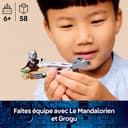 LEGO Star Wars 75436 Le Speeder Bike du Mandalorien et Grogu - Jouet de Construction - Figurine de Grogu & Minifigurine de Din Djarin avec Blaster - Cadeau d'anniversaire pour Garçon dès 6 Ans & Fans - 2