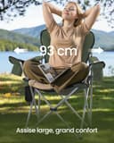 SONGMICS Lot de 2 Chaises Pliantes Camping, Siège Large, Dossier Haut, Chaises de Pêche Portables avec Porte‑Gobelet, Support pour Téléphone, Organiseur en Tissu, Vert et Gris GCB005CD01-2J - 3
