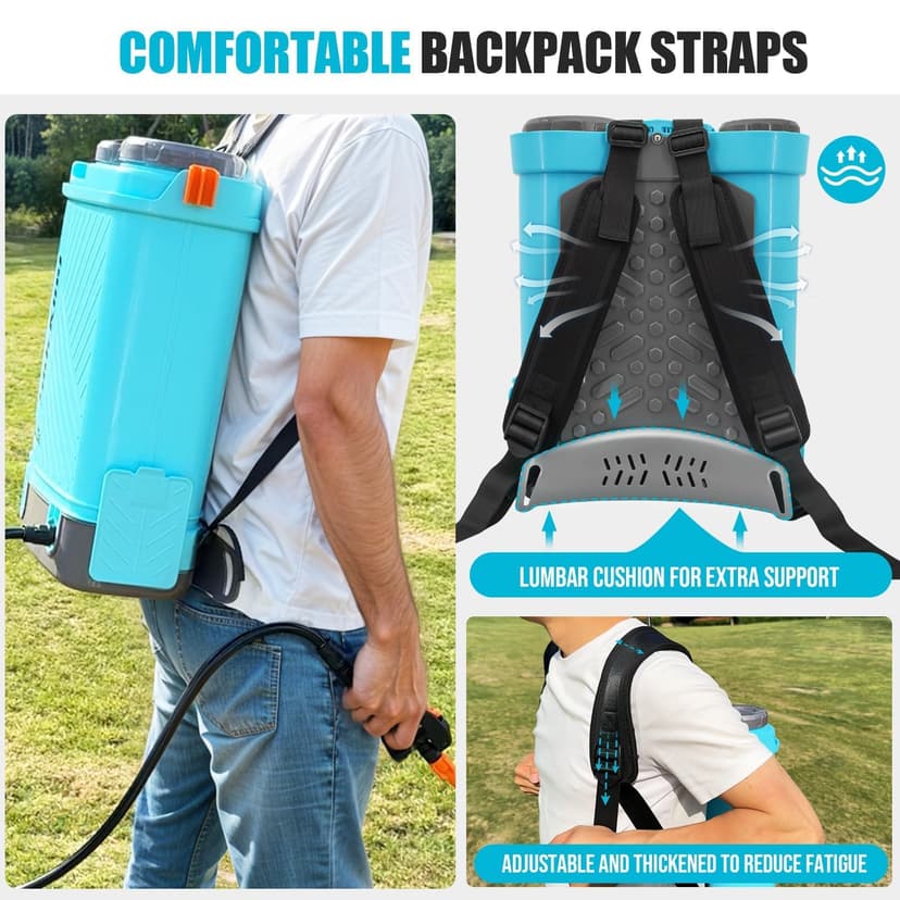 SideKing Pulvérisateur à Dos 16L, Pulvérisateur Électrique Compatible avec Makita 18V, Pression Réglable 7 Bar, Lance Télescopique, Soutien Lombaire, Pulvérisateur de Jardin pour Toiture & Terrasse - 5