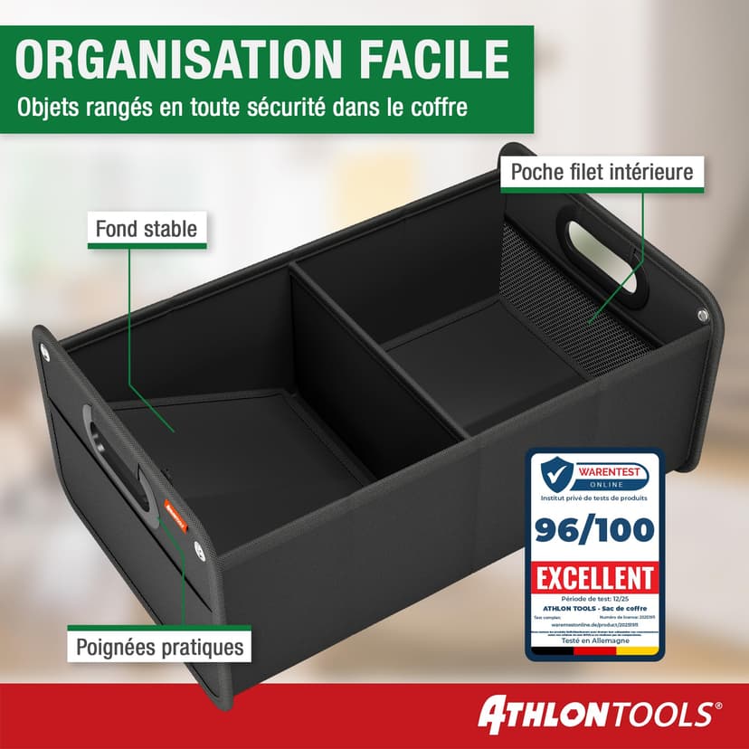 ATHLON TOOLS Sac de coffre pliable – Organiseur de coffre de voiture – Renforcé et stable – Avec patins antidérapants - 3