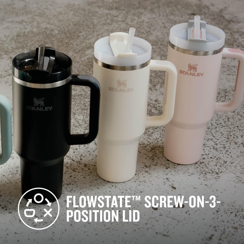 STANLEY 1913 Quencher H2.0 Flowstate Tumbler 1.2L – Cold for 11 Hours – Iced for 48 Hours – Metal Water Bottle with Straw, Handle and Lid – Dishwasher Safe – Travel Mug for Cold Drinks – Cream - 6