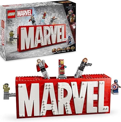 LEGO Marvel: MARVEL Logo & Minifigures - Super-Hero Building Toy with 5 Characters incl. Iron Man, Thor, Black Widow & Hulk - Avengers Gift for 12+ Year Old Boys, Girls & Teens 76313