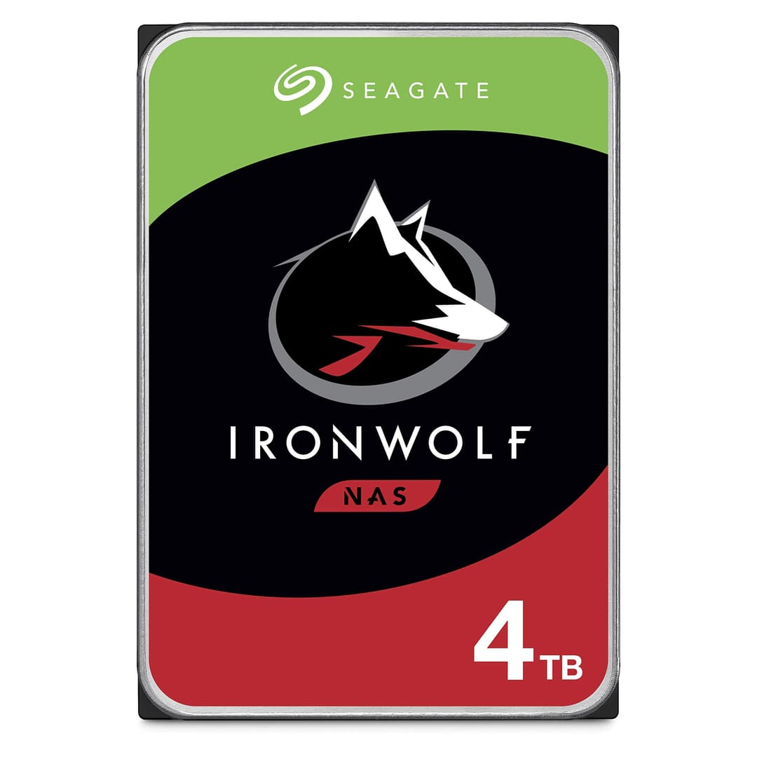 Seagate IronWolf, 4 TB, NAS, Internal Hard Drive, CMR 3.5 Inch, SATA, 6GB/s, 5,900 RPM, 64MB Cache, for RAID Network Attached Storage, 3 year Rescue Services (ST4000VN008)