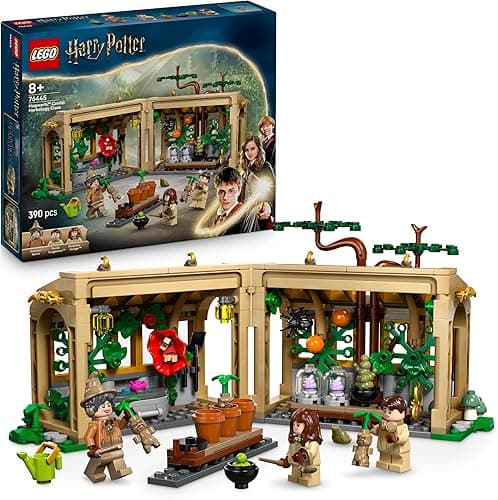 LEGO Harry Potter Hogwarts Castle: Herbology Class Set with Neville Longbottom, Hermione Granger & Prof. Sprout Minifigures - incl. 3 Mandrake Toy Plants - Gift for 8+ Year Old Girls & Boys - 76445