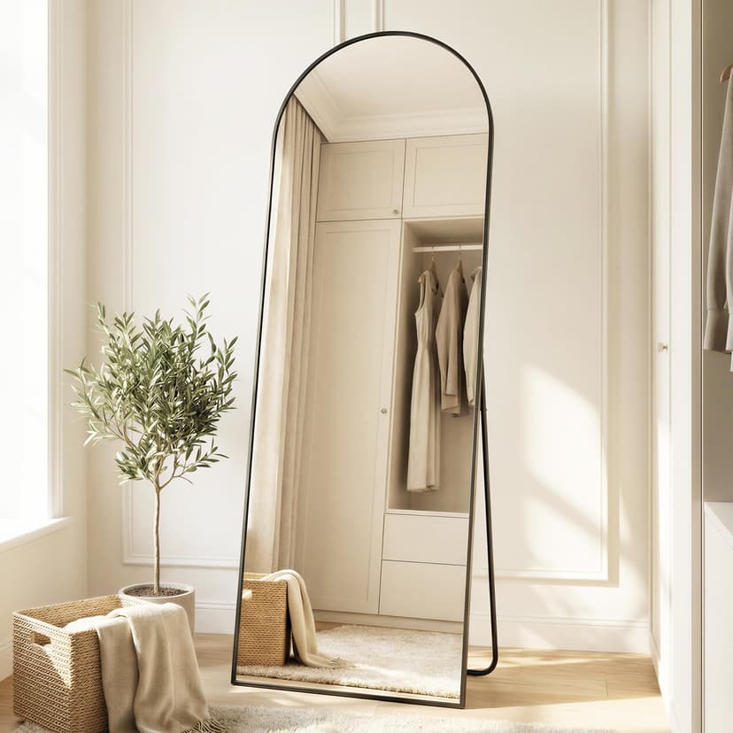 SONGMICS Miroir Intégral, 160 x 50 cm, Miroir Arqué sur P… - 1