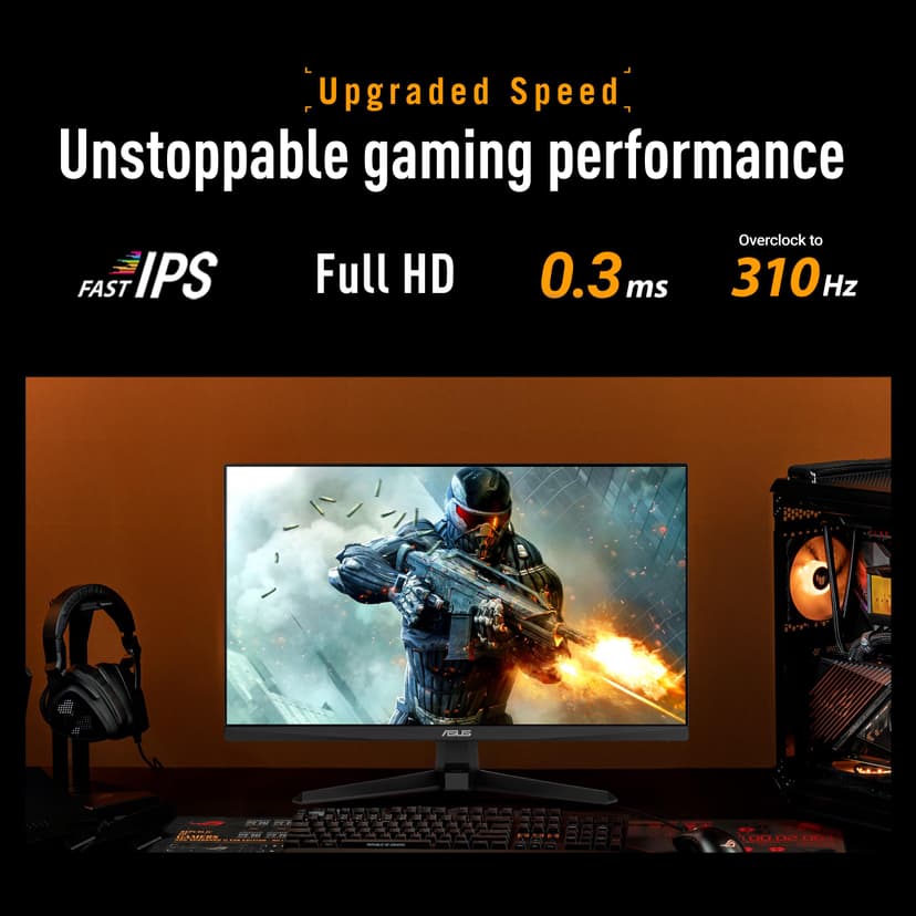 ASUS TUF Gaming Series 5 - VG259QMR5A Gaming Monitor – 24.5-inch Full HD Fast-IPS panel, 310Hz(OC), 0.3ms, G-SYNC compatible AMD FreeSync Premium, ELMB SYNC, 99% sRGB, DisplayWidget Center, Gaming AI - 3