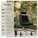 tectake® Fauteuil Oeuf Suspendu Chaise hamac Balancoire Cocooning Confortable Pliable Résistant, Fauteuil Relax avec Structure en Acier & Coussin Épais - 2