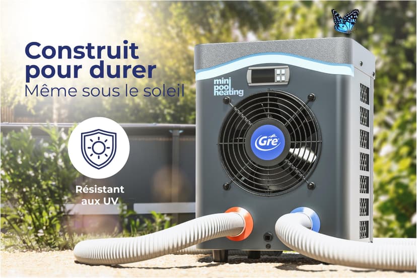 Gre HPM20 - Mini pompe à chaleur pour piscines hors-sol jusqu'à 20 m³, chauffage pour piscines hors-sol. Couleur grise - 6