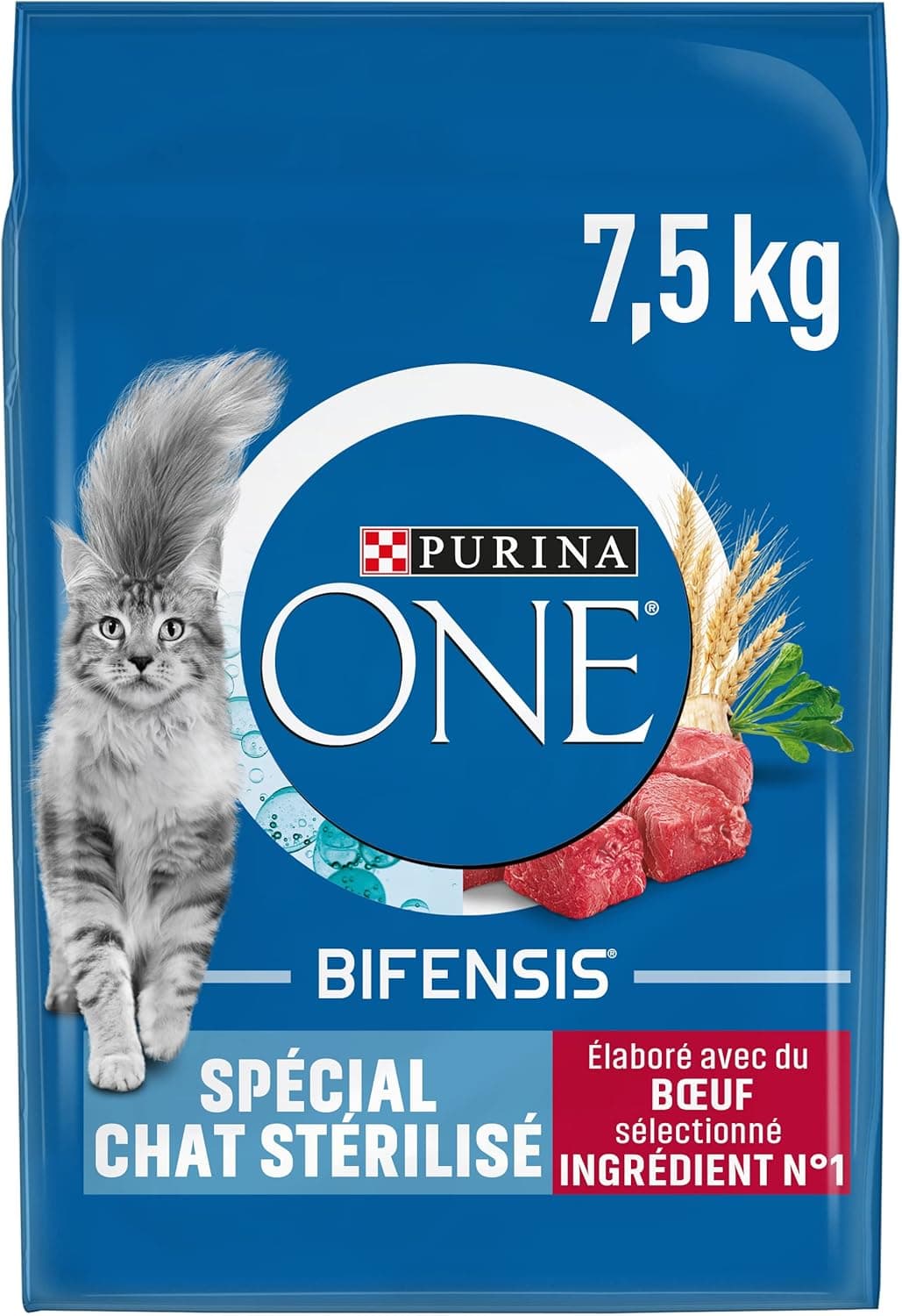 PURINA ONE | Benefits | Sterilized Adult Cat Special | Strengthens the immune system, improves microbiome balance and helps maintain a healthy urinary system | Beef | Bag | 7.5 kg