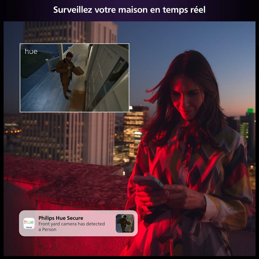Philips Hue Secure, Caméra HD 1080P sans Fil, Utilisation intérieure ou extérieure, contrôle avec Une Seule Application, Noir - 4