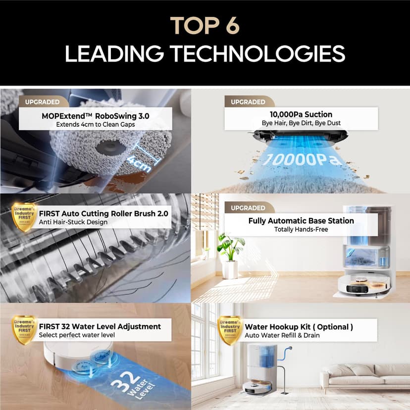 dreame L10s Ultra Gen 2 Robot Vacuum with Mop, 10000Pa, LiDAR Obstacle Avoidance & MopExtend Technology, Auto Washing&Drying, Self-Emptying&Refilling, 10.5mm Mop Lifting - 3