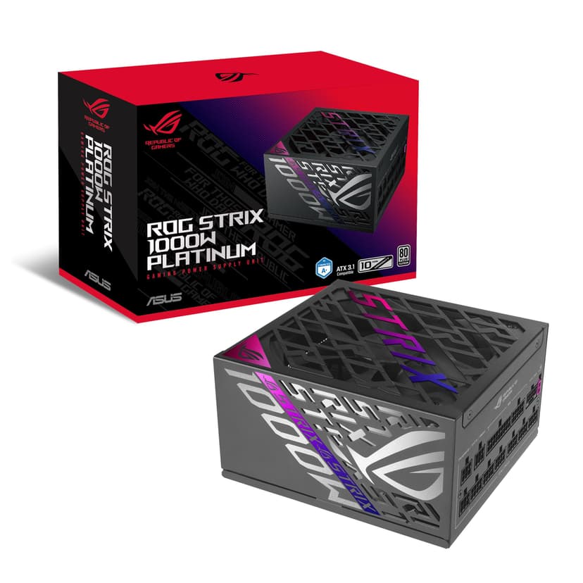 Asus ROG Strix 1000W Platinum PSU, Fully Modular, 80+ Platinum, ATX 3.1, PCIe 5.0, GaN MOSFET, Intelligent Voltage Stabilizer - 1