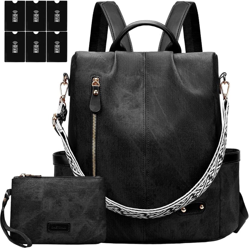 Backpack Womens Anti-Theft, PU Leather Ladies Rucksack Bag with RFID Blocking Pockets, Secure Convertible Design Ideal for Work, Travel, Commuting and University - 1