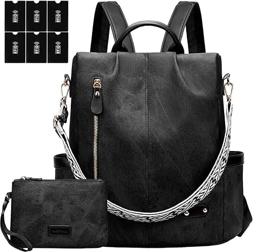 Backpack Womens Anti-Theft, PU Leather Ladies Rucksack Bag with RFID Blocking Pockets, Secure Convertible Design Ideal for Work, Travel, Commuting and University