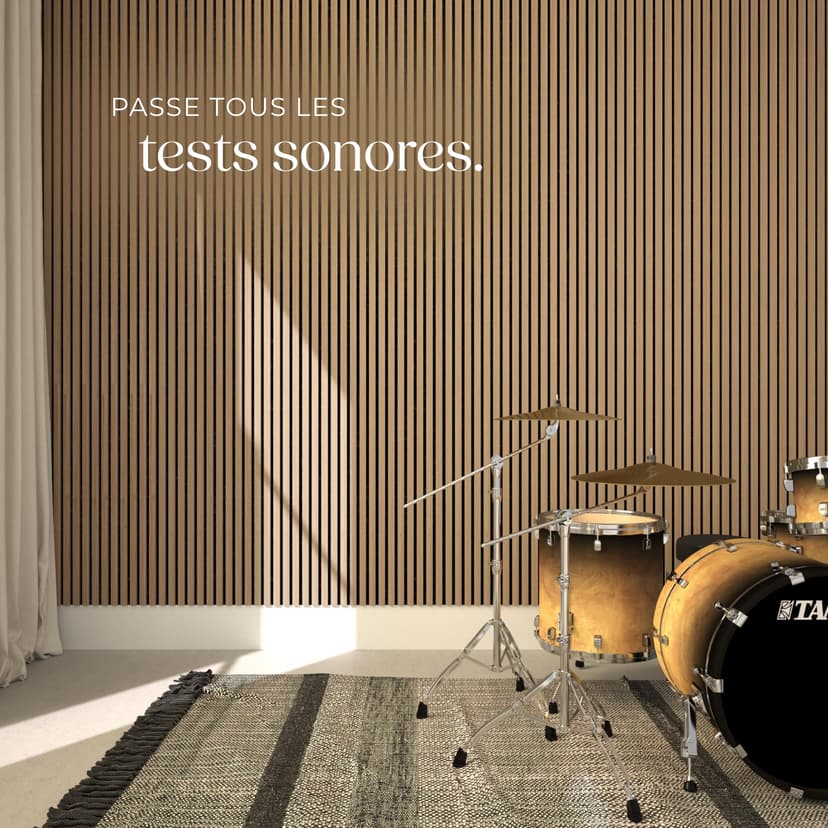 tectake® Lot de 2 panneaux acoustiques muraux et pour plafond, en Bois MDF, 120 x 60 x 2,1 cm par panneau mural decoratif pour isolation phonique Chambre, Bureau, Studio de musique Decoration murale - 7