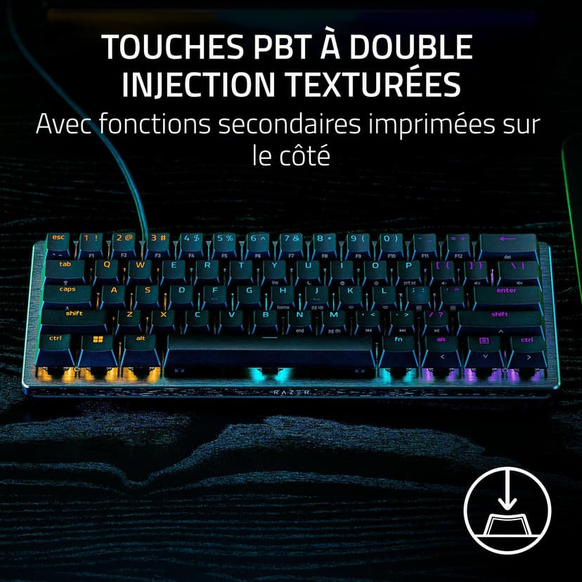 Razer Huntsman V3 Pro Mini (Switches Analog) - Clavier Gamer Optique 60% (Switches Analogiques réglables de 0,1 à 4,0mm, Déclenchement Rapide, Touches en PBT Doubleshot) Clavier AZERTY | Noir - 6