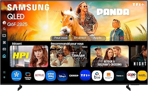 Samsung 55 Inch AI TV QLED 55Q6F 4K Smart TV, Quantum Dots, Q4 Lite Processor, WiFi, Airplay, HDR, Q-Symphony, OTS Lite, Knox Security, Gaming Hub, Bixby, App Integrated Operators