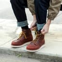 SL-Saint Men’s Work Boots Soft Moc Toe Classic Ankle Fashion Casual 6'' Wedge Industrial Construction Shoes Brown/Black (Wedge Sole, Brown, Adult, Men, 8.5, Numeric, UK Footwear Size System, Wide) - 2