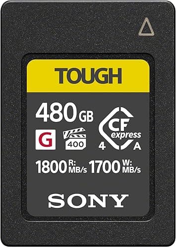 Sony CFexpress Type A 480 Go Tough (CEAG480T) – VPG400 High Speed G Series, 1 800 Mo/s en Lecture, 1 700 Mo/s, IP57 – Parfaite vidéo 4K/8K & la Photographie à Grande Vitesse