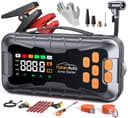 16-IN-1 Jump Starter Power Pack 27000mAh 7000A with Air Compressor 160PSI, Car Battery Booster Jump Starter (All Gas/14L Diesel/Hybrid) with Tire Repair Kit, Hook Stone, Tow Rope,Gloves, 800 Lumen - 1