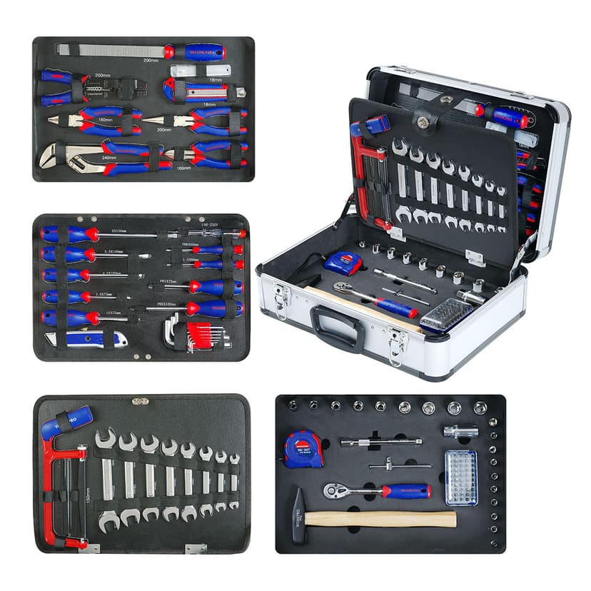 WORKPRO Caisse à Outils Complete Professionnelle avec Mallette en Aluminium, Boite à Outils Complete pour Réparation Dommestique ou de Travail 119 Pièces - 6