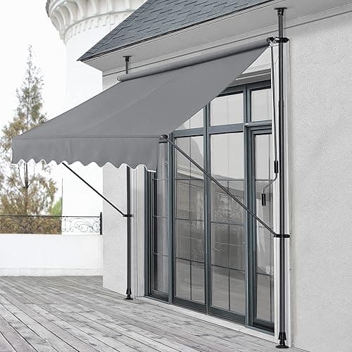 Clamp awning 150 x 120 x 200-300cm Awning Balcony awning Sun protection without drilling Medium grey