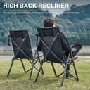 EVER ADVANCED Luxury Camping Chairs 2 Set for Adults Heavy Duty High Back Oversized Folding Garden Chair Comfy Padded 6cm Loadable 150kg Cam Adjustable Dining Chairs 4-Position Recliner Chair Black - 5
