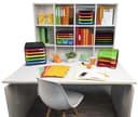 Exacompta - Ref 310498D - BIG-BOX Desktop Drawer Set - 4 x 55mm Drawers, Suitable for A4+ Documents, 347 x 278 x 267mm, 100% Recycled Plastic - Black/Harlequin - 7