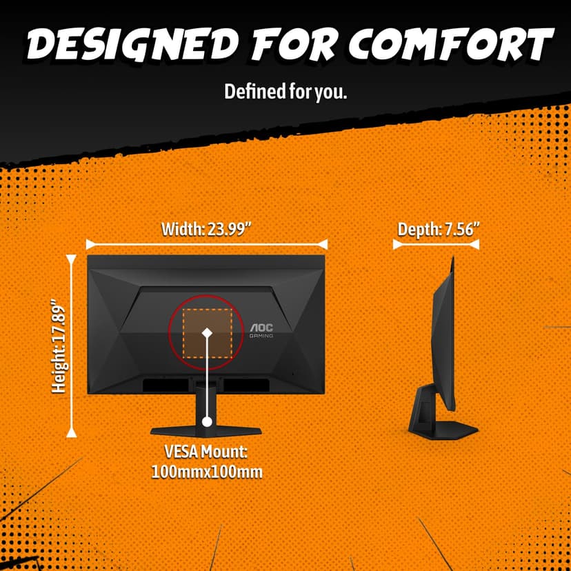 AOC Q27GAZD Moniteur de Jeu OLED QD 27" QHD 2560 x 1440 240 Hz 0,03 ms, 1 HDMI 2.0 x1, 1 Port d'affichage, Compatible G-Sync, Compatible avec Les Jeux sur Console, Point zéro luminosité - 9