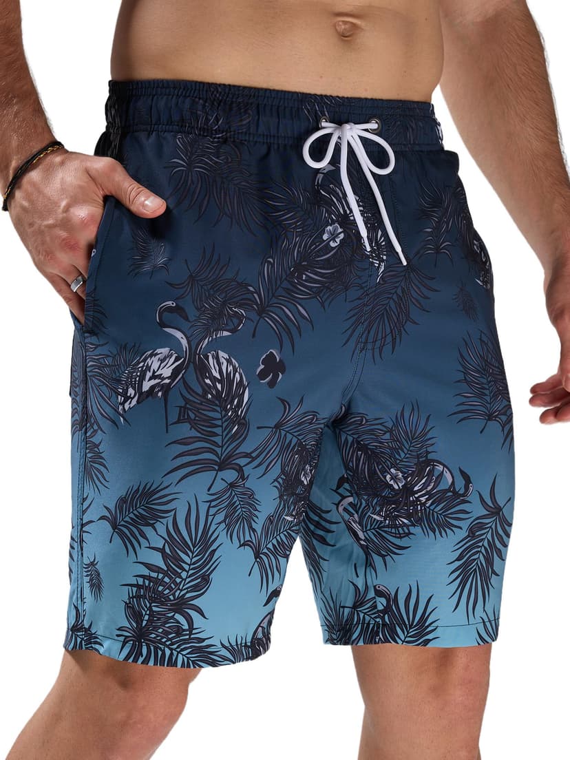 Arcweg Mens Board Shorts Swimming Shorts Quick Dry Men Swim Shorts & Trunks Beach Shorts Long with Multi-Pockets Surf Gray Blue Gradient XXL(UK) - 1