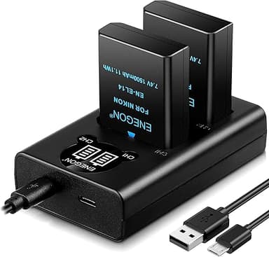 ENEGON EN-EL14/EL14a Batterie de Rechange (2 pièces) et C…
