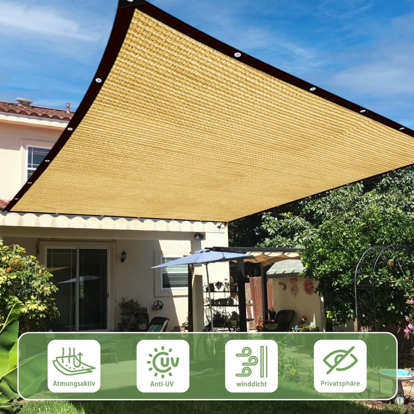 Filet d'ombrage de Jardin, 3 x 6 m, avec œillets, Filet d'ombrage, pour Toit de terrasse, Protection Solaire, pour enclos de Jardin, rongeurs - 2