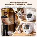 Self Cleaning Cat Litter Tray Open Top, Odor Control, Ready to Use, Automatic Litter Box, Large Capacity with APP Control and Safety Sensor, Ellenpent, with Trash Bags/Litter Mat (White) - 7