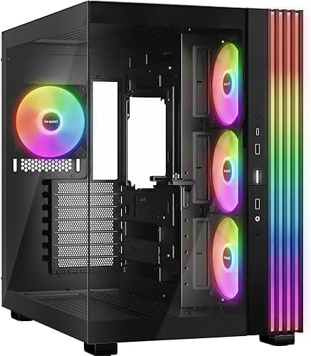 be quiet! Light Base 600 LX Black PC Case, Stunning Panoramic View, Show Case, Dual Chamber Design, Solid ARGB LED Strip, 4 Light Wings LX PWM Fans, Inverted and Horizontal Usable