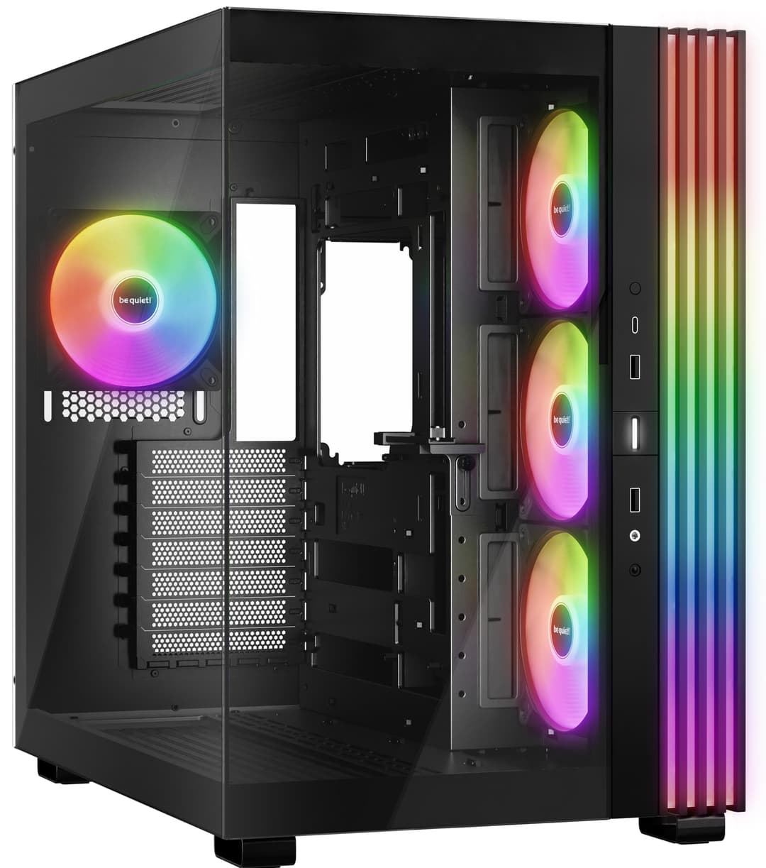 be quiet! Light Base 600 LX Black PC Case, Stunning Panoramic View, Show Case, Dual Chamber Design, Solid ARGB LED Strip, 4 Light Wings LX PWM Fans, Inverted and Horizontal Usable