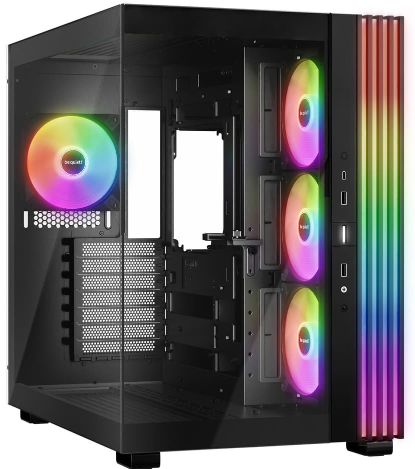 be quiet! Light Base 600 LX Black PC Case, Stunning Panoramic View, Show Case, Dual Chamber Design, Solid ARGB LED Strip, 4 Light Wings LX PWM Fans, Inverted and Horizontal Usable - 1