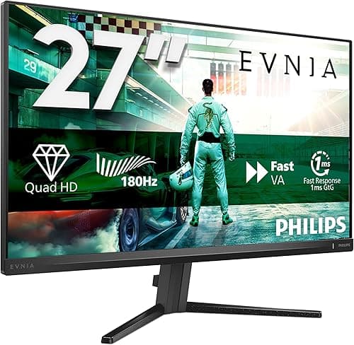 Philips Evnia 27M2N3500NL - Moniteur de Jeu QHD 27 Pouces, 180 Hertz, 1 ms, FreeSync Prem. (2560x1440, DisplayPort, HDMI) Noir/Gris