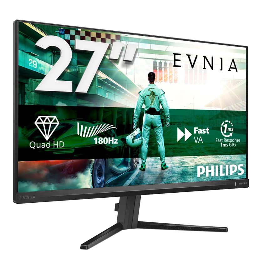 Philips Evnia 27M2N3500NL - Moniteur de Jeu QHD 27 Pouces, 180 Hertz, 1 ms, FreeSync Prem. (2560x1440, DisplayPort, HDMI) Noir/Gris - 1