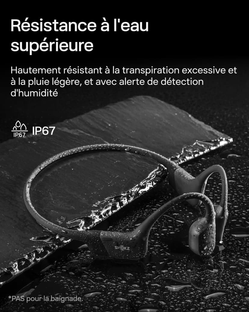 SHOKZ OpenRun Casque à Conduction osseuse, écouteurs Bluetooth Oreilles Libres pour Le Sport avec Micro, Casque sans Fil étanche IP67, 8 Heures d'autonomie, USB-C, Bandeau de Sport, Noir - 5