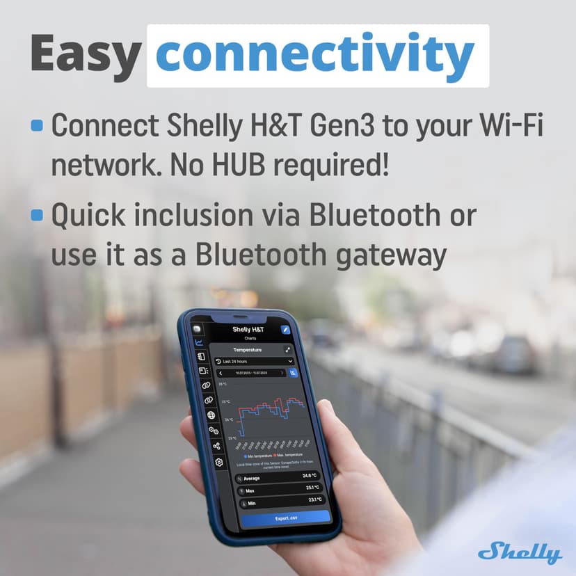 Shelly H&T Gen3 Black | Wi-Fi Smart Temperature & Humidity Sensor | Remote Control & Monitoring | Smart Scenes | Notification Alerts | Free Data Storage Export | No Hub Required | Alexa & Google Home - 3