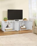 Hzuaneri Cat Litter Box Enclosure for 2 Cats, Hidden Litter Box Furniture Cabinet, Double Layer Indoor Cat House, Can be Used as TV Cabinet, 140 x 48.3 x 48 cm, White CB65603X - 9
